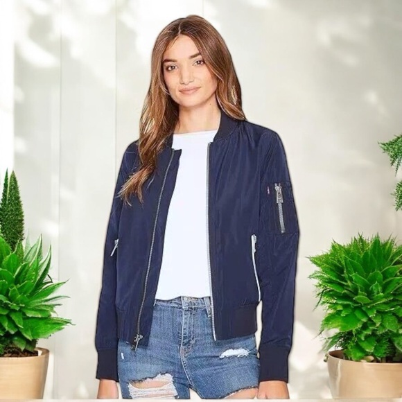 NEW Women's Levi’s Navy Blue Flight Bomber Jacket - Picture 3 of 16